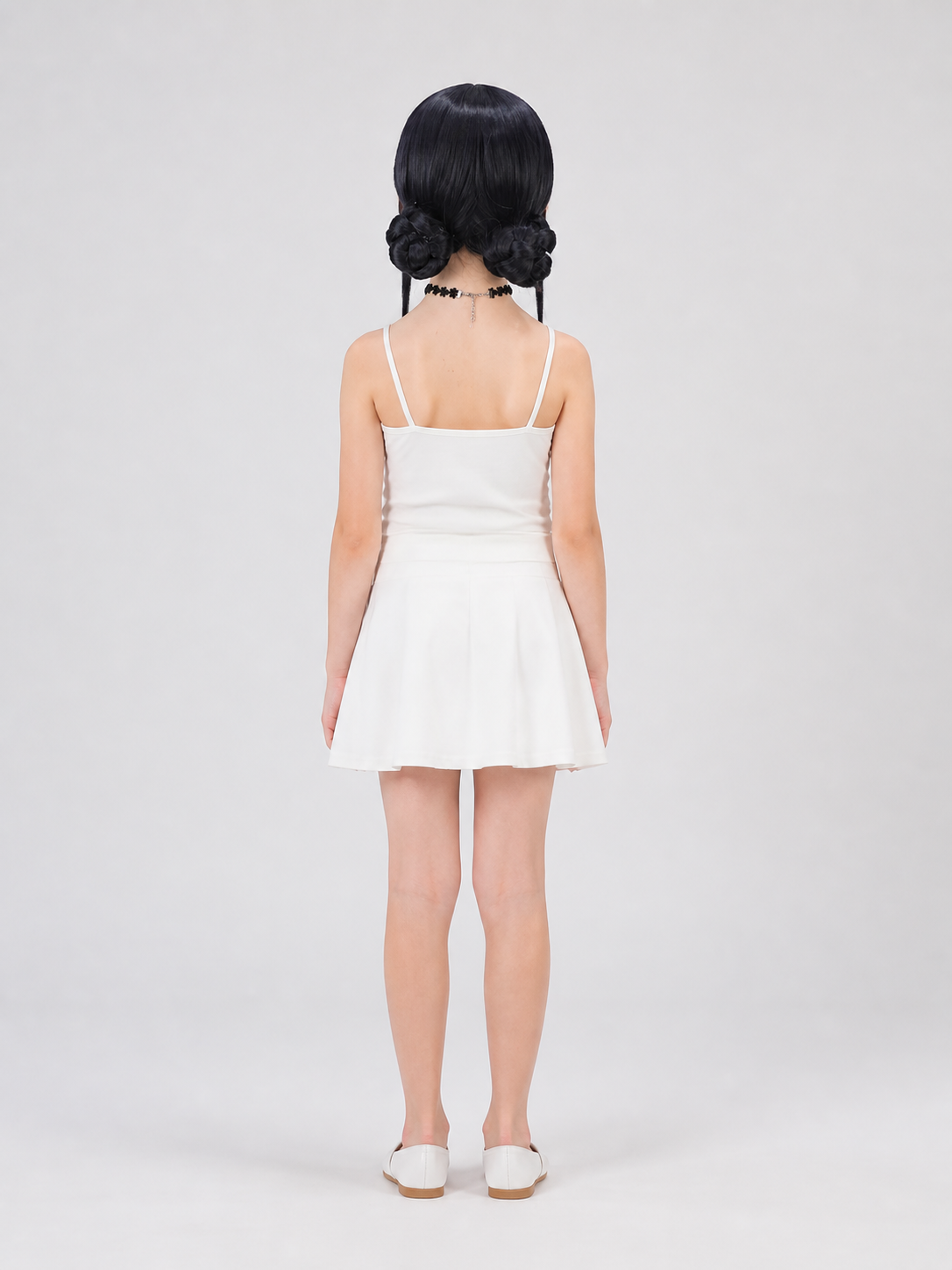 Zoe Black Cosplay Wig, Straight Hair, Bangs back view