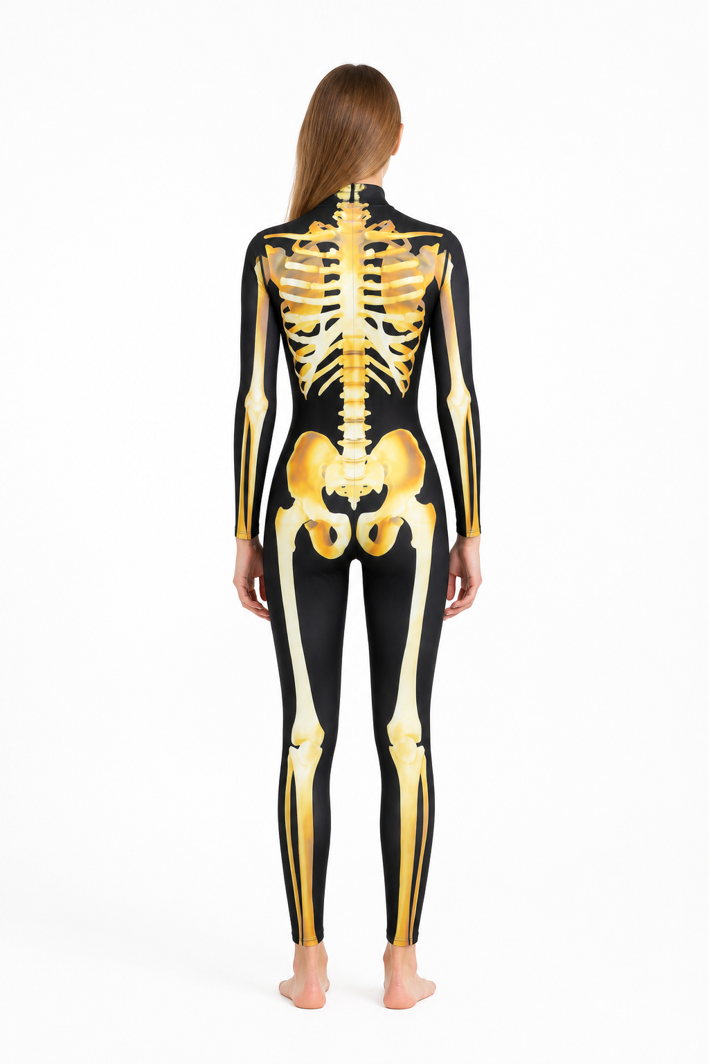 Skeleton Jumpsuit with Bone Print and Long Sleeves back view