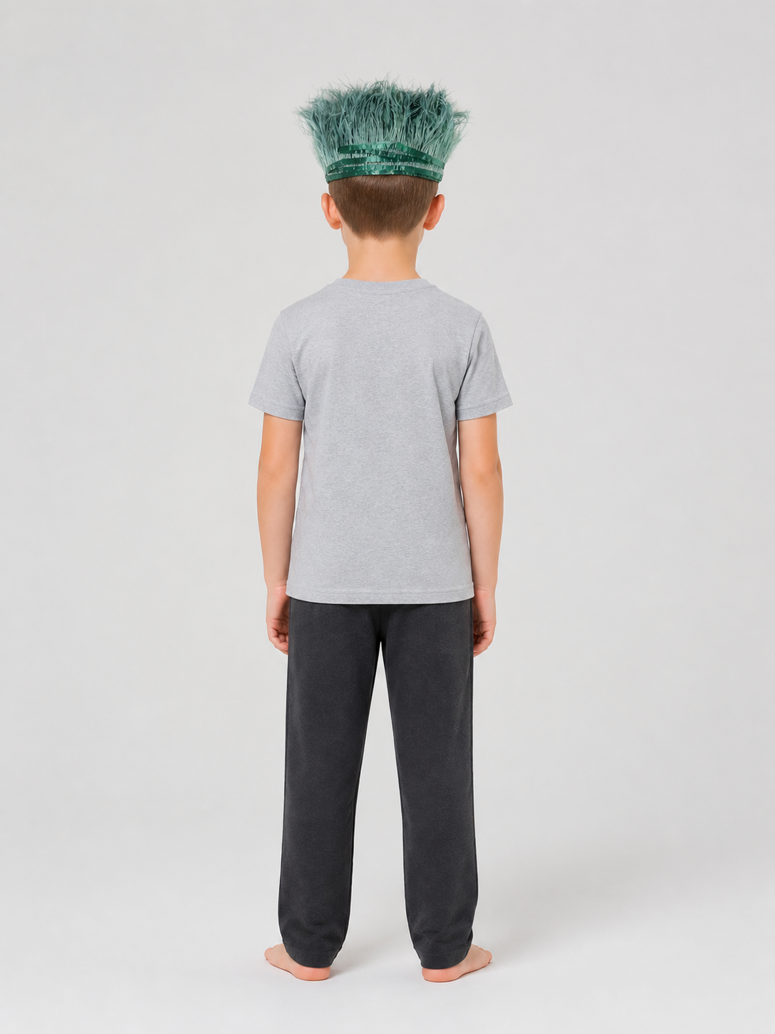 Green Carnival Headband with Long Feathers back view