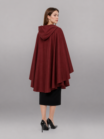 Burgundy Hooded Costume Cloak for Cosplay