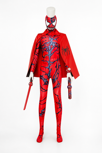 Red Spider-Man Costume with Mask and Cape back view