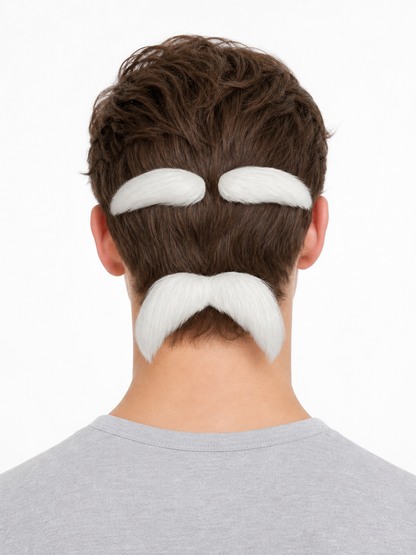 Carnival Set: Fake Mustache and White Eyebrows