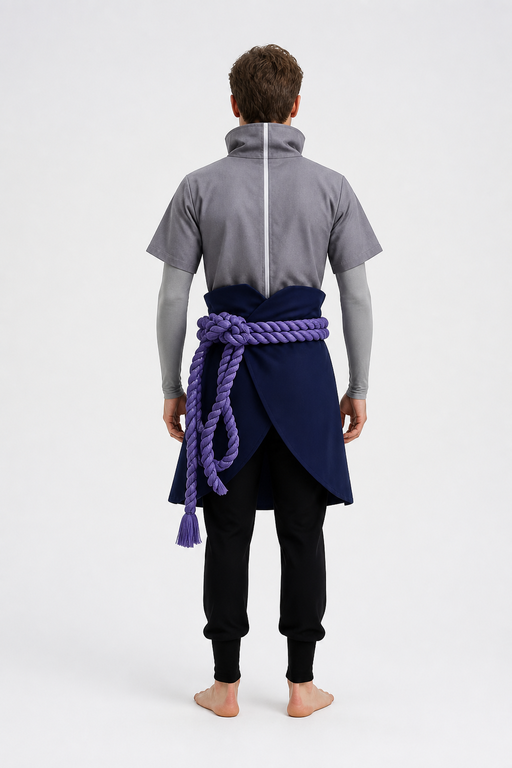 Uchiha Sasuke Cosplay Costume with Asymmetrical Hem back view