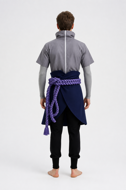 Uchiha Sasuke Cosplay Costume with Asymmetrical Hem back view