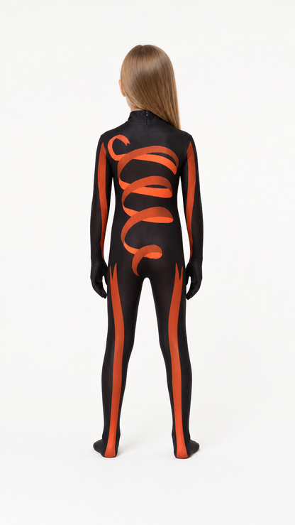 Black and Orange Clown Jumpsuit for Cosplay back view