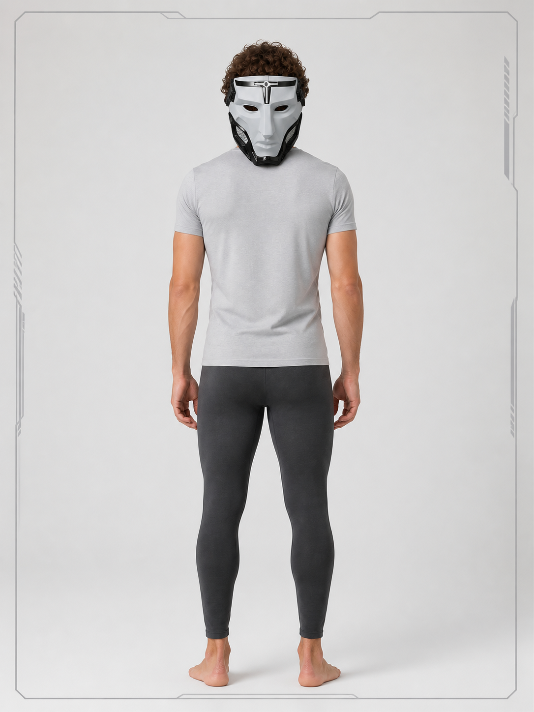 Futuristic Black and White Cosplay Mask back view