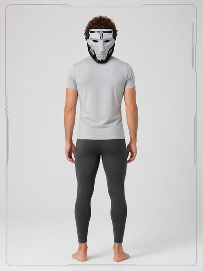 Futuristic Black and White Cosplay Mask back view
