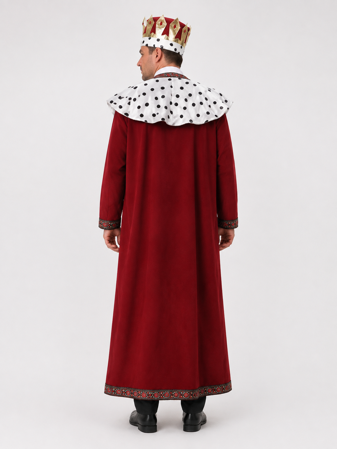 Medieval King Costume with Crown for Halloween back view