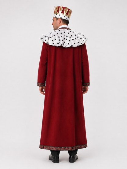 Medieval King Costume with Crown for Halloween back view