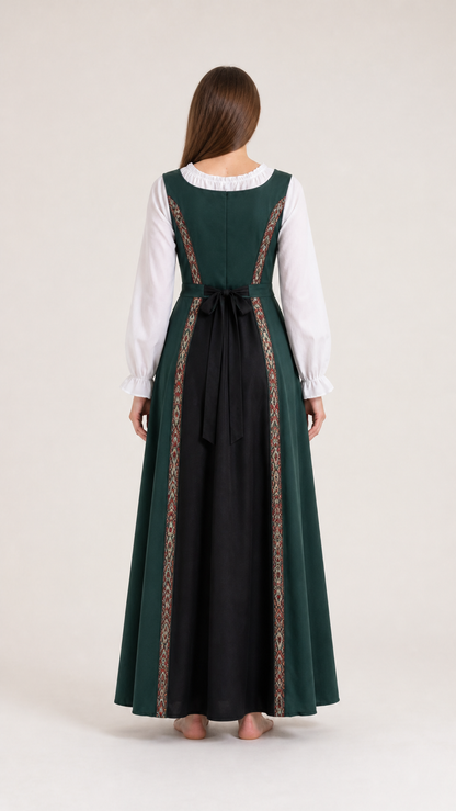 Long Witch Carnival Dress with Lacing and a Bow back view