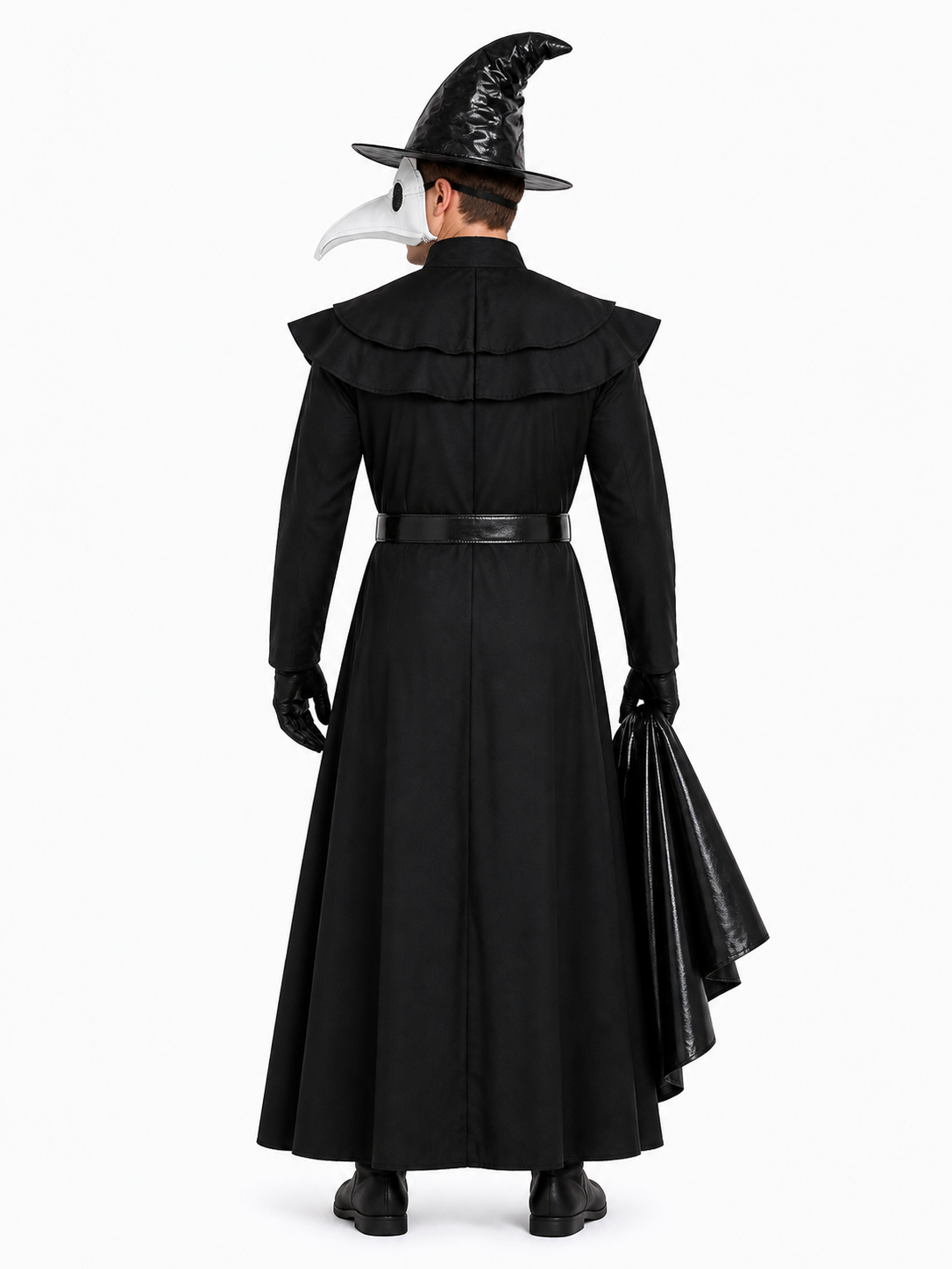 Vampire Costume with Hood and Mask for Cosplay back view