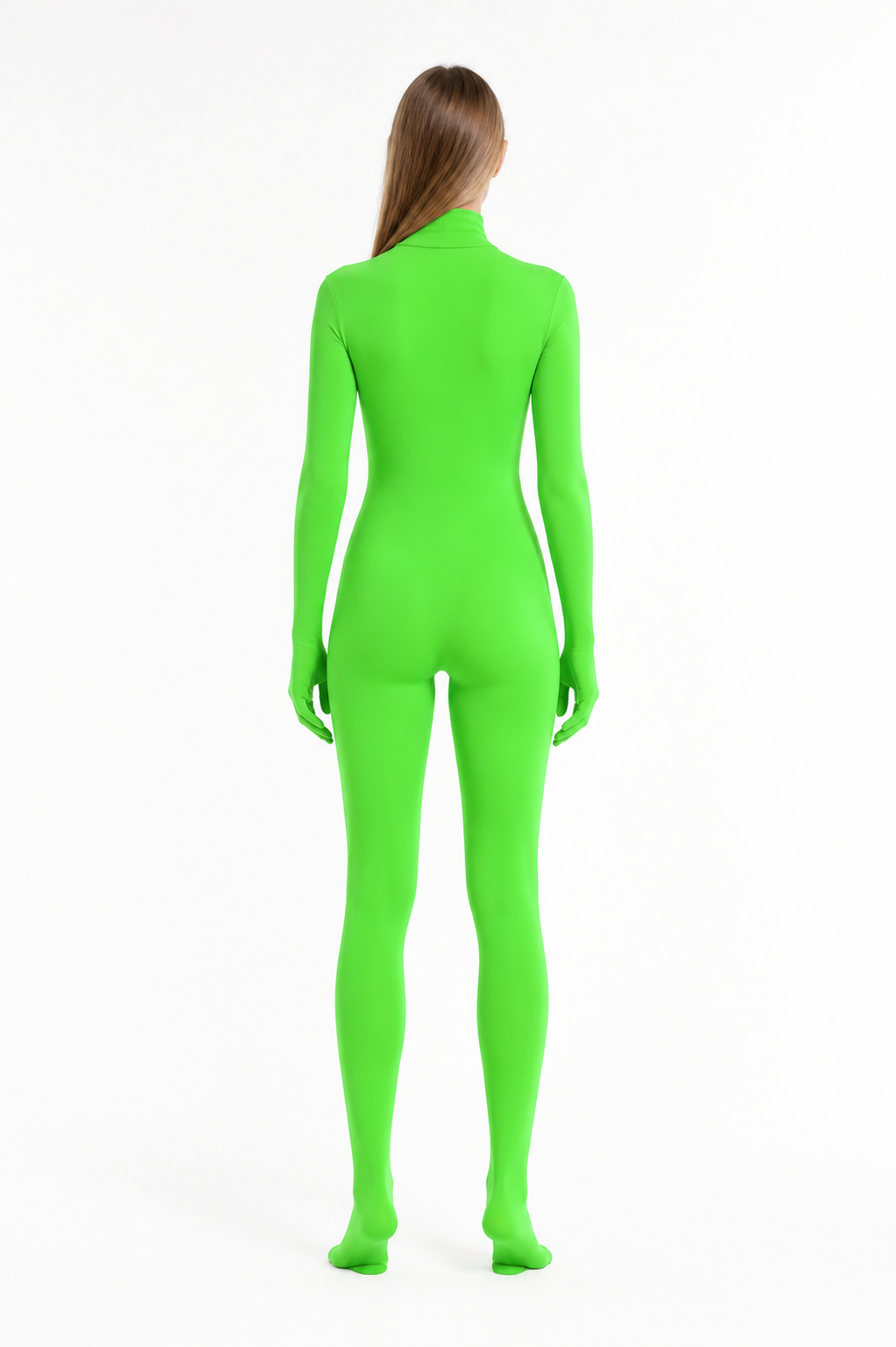 Form-Fitting Jumpsuit with Covered Hands and Feet back view