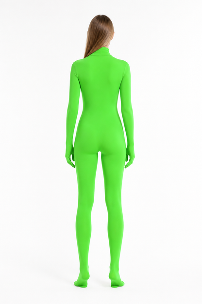 Form-Fitting Jumpsuit with Covered Hands and Feet back view