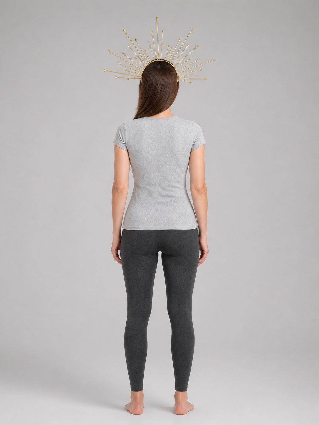 Gold Carnival Halo Headpiece with Rays back view