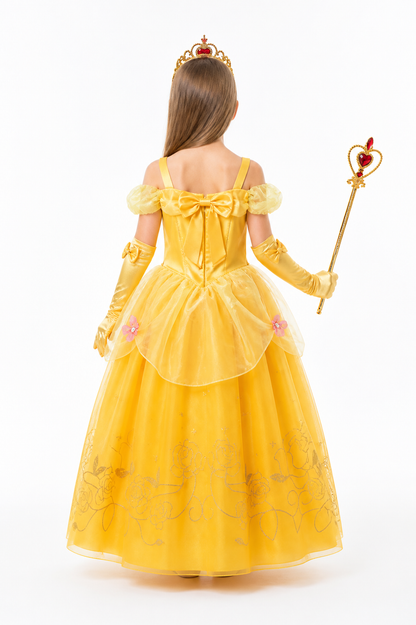 Princess Costume with Full Skirt and Crown for Carnival back view