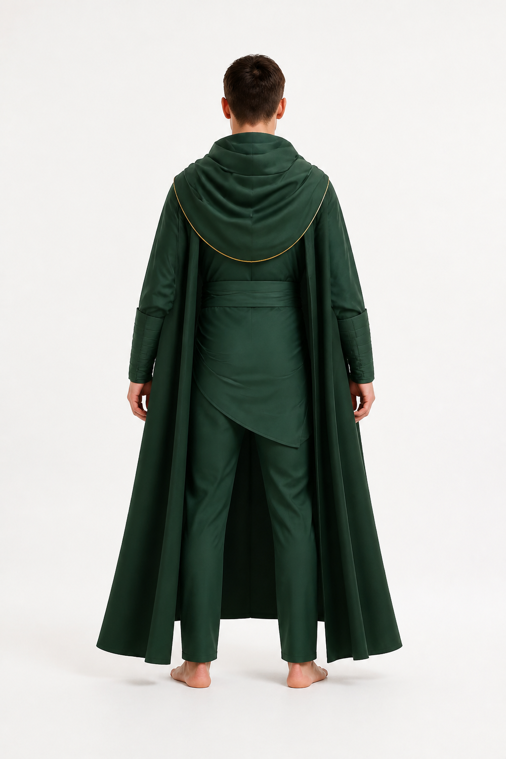 Dark Green Loki Costume with Cape for Cosplay back view