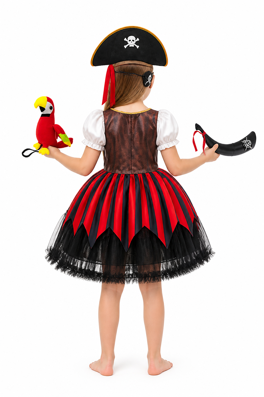 Pirate Costume with Corset and Full Skirt back view