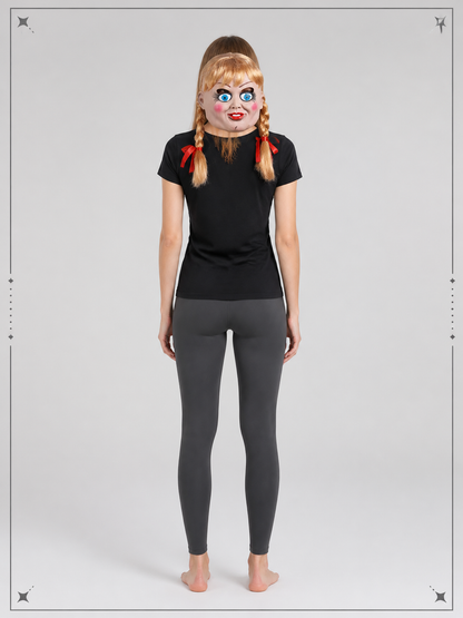 Halloween Carnival Doll Mask with Gold-Colored Braids