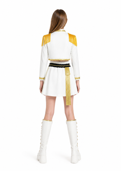 Three-Piece White and Gold Cosplay Costume back view
