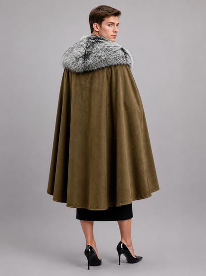 Brown Costume Cloak with Fur Collar