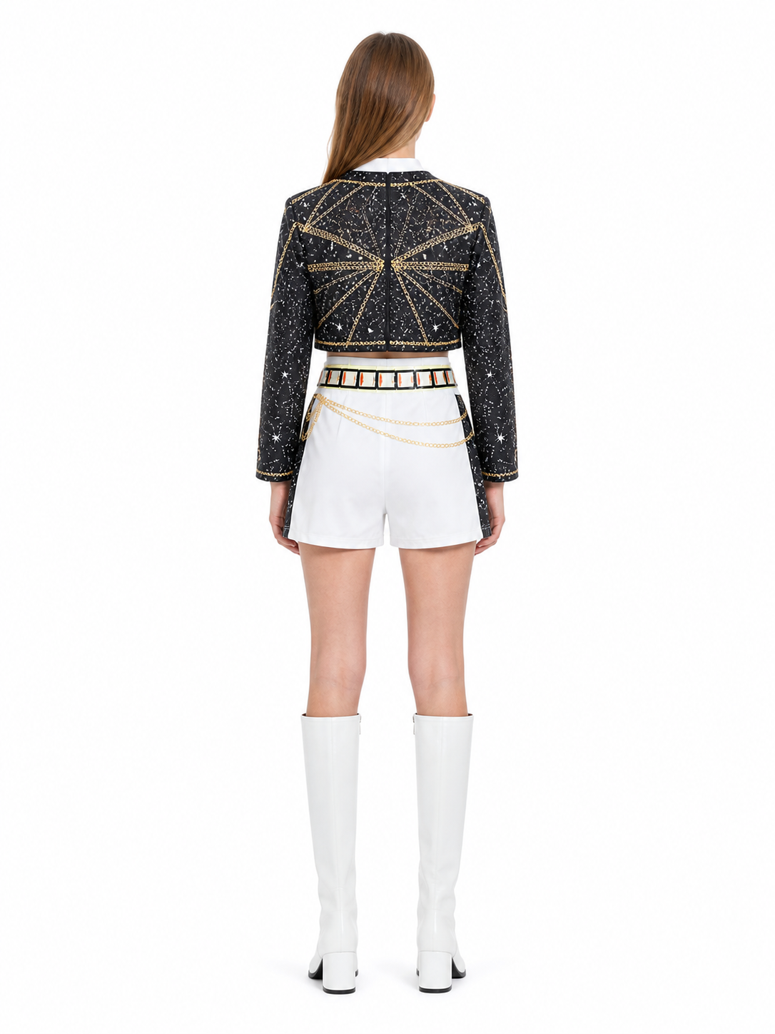 Cosplay Costume with Jacket, Vest, and Shorts back view