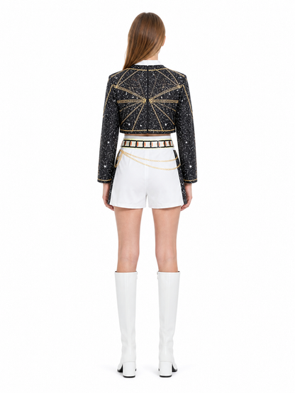 Cosplay Costume with Jacket, Vest, and Shorts back view