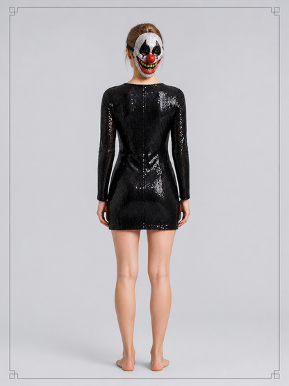 Shiny Carnival Clown Mask for Halloween back view
