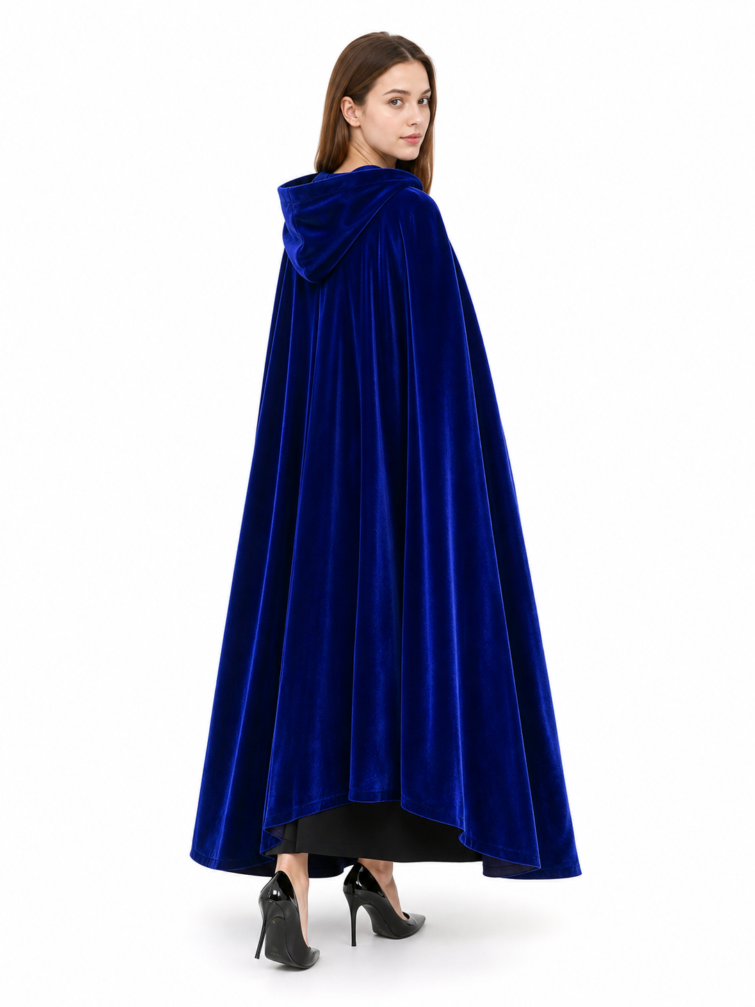 Long Blue Hooded Carnival Cape