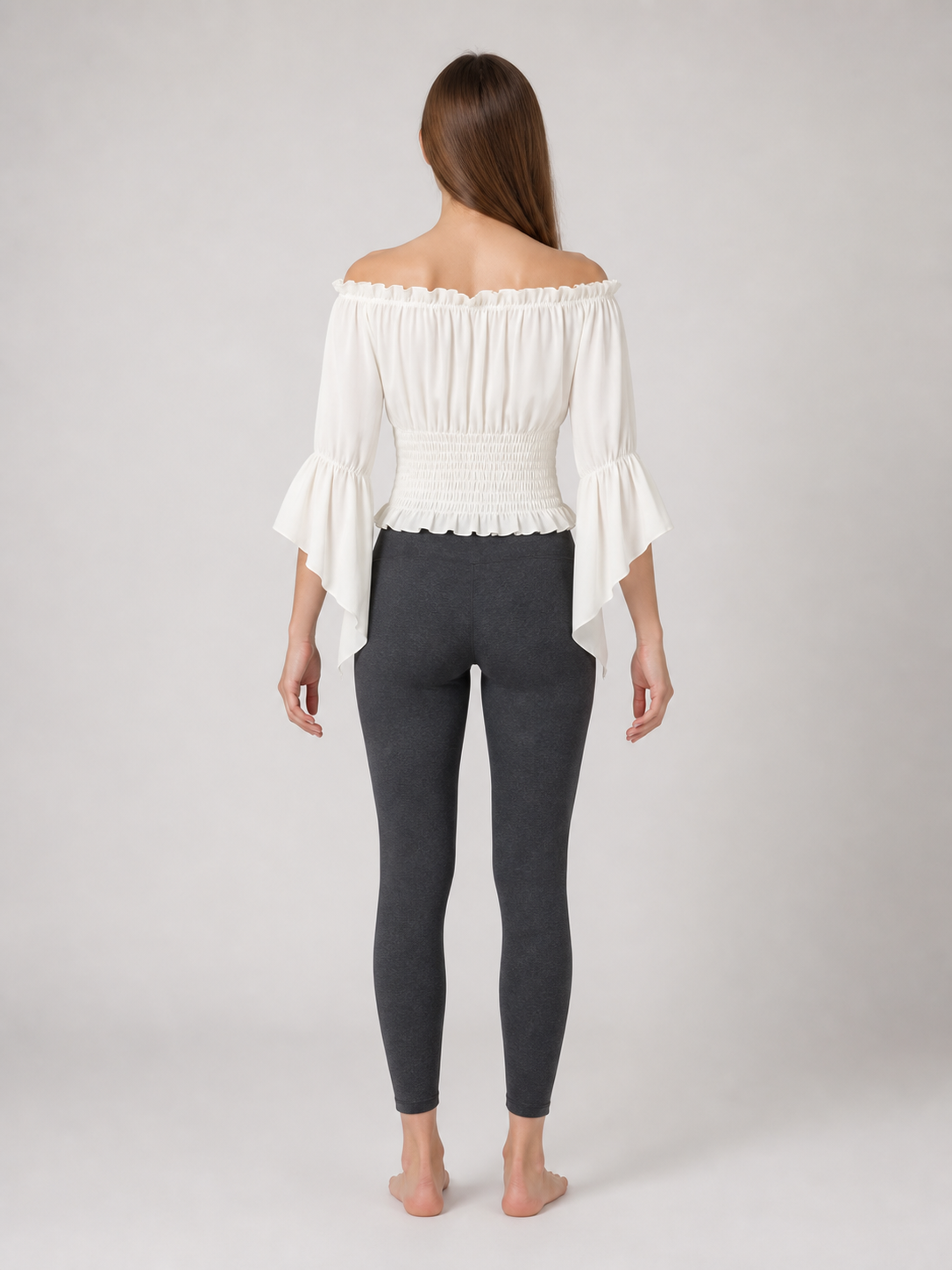 Off-the-Shoulder Lace-Up Crop Blouse