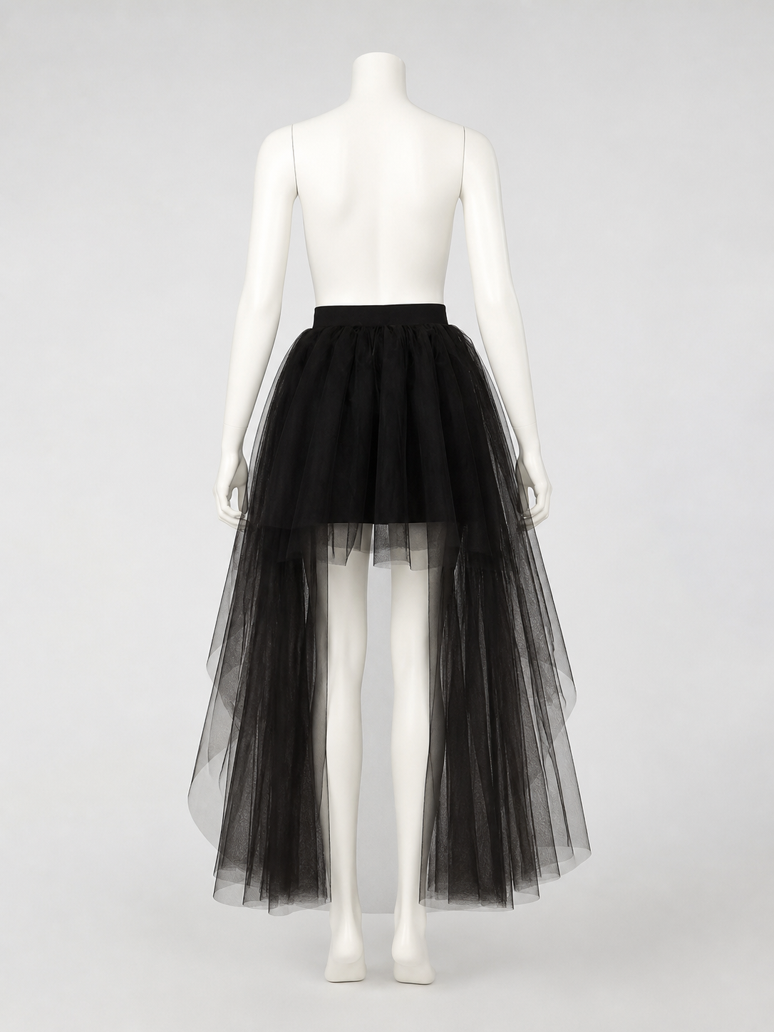 Black Full Tutu Skirt with an Asymmetrical Silhouette back view