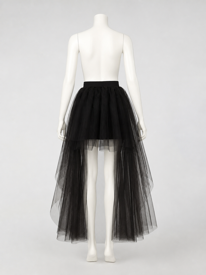 Black Full Tutu Skirt with an Asymmetrical Silhouette back view