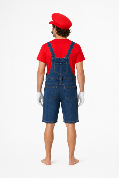 Mario Costume with T-Shirt and Bib Overalls back view