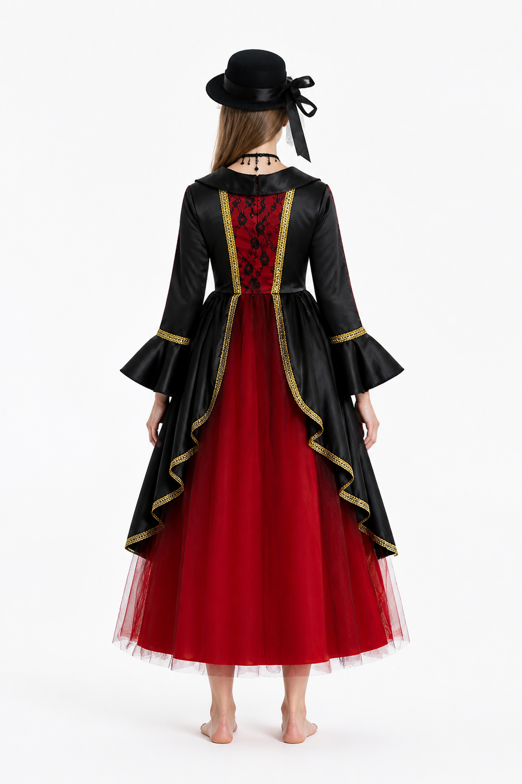 Children’s Halloween Costume: Dress with Hat and Necklace back view