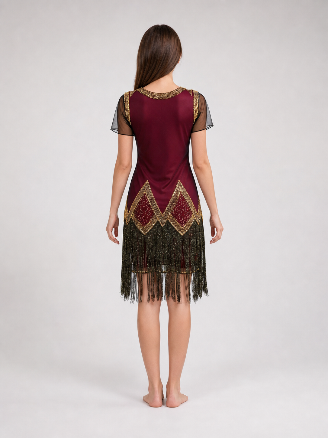 Gatsby-Style Dress with Fringe and Sequins