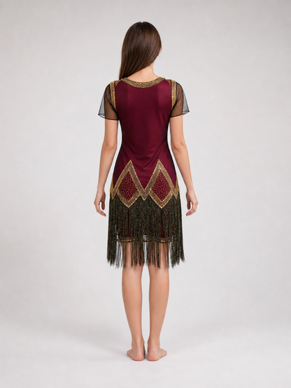 Gatsby-Style Dress with Fringe and Sequins