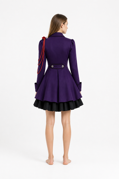 Gothic Steampunk Dress with Bow and Ruffles