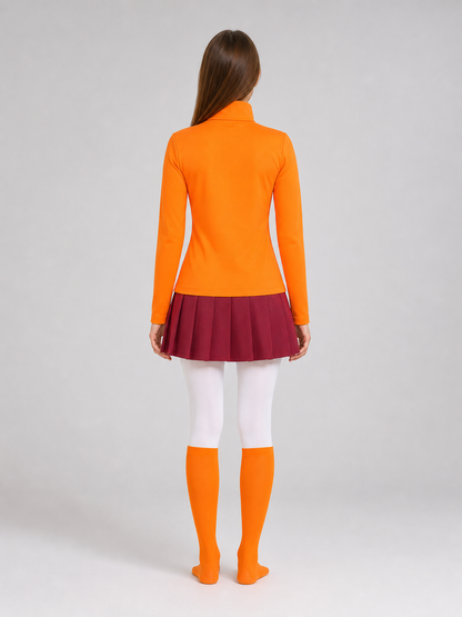 Velma Cosplay Costume: Top and Skirt