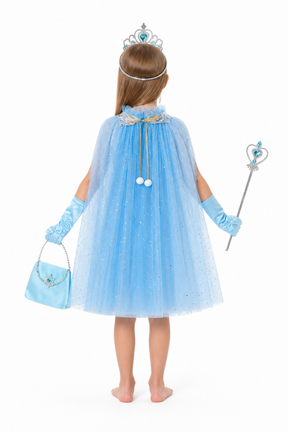 Blue Children's Tutu Skirt with Crown and Accessories back view