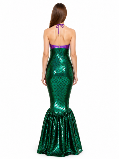 Mermaid Dress with Fish Tail, Purple and Green