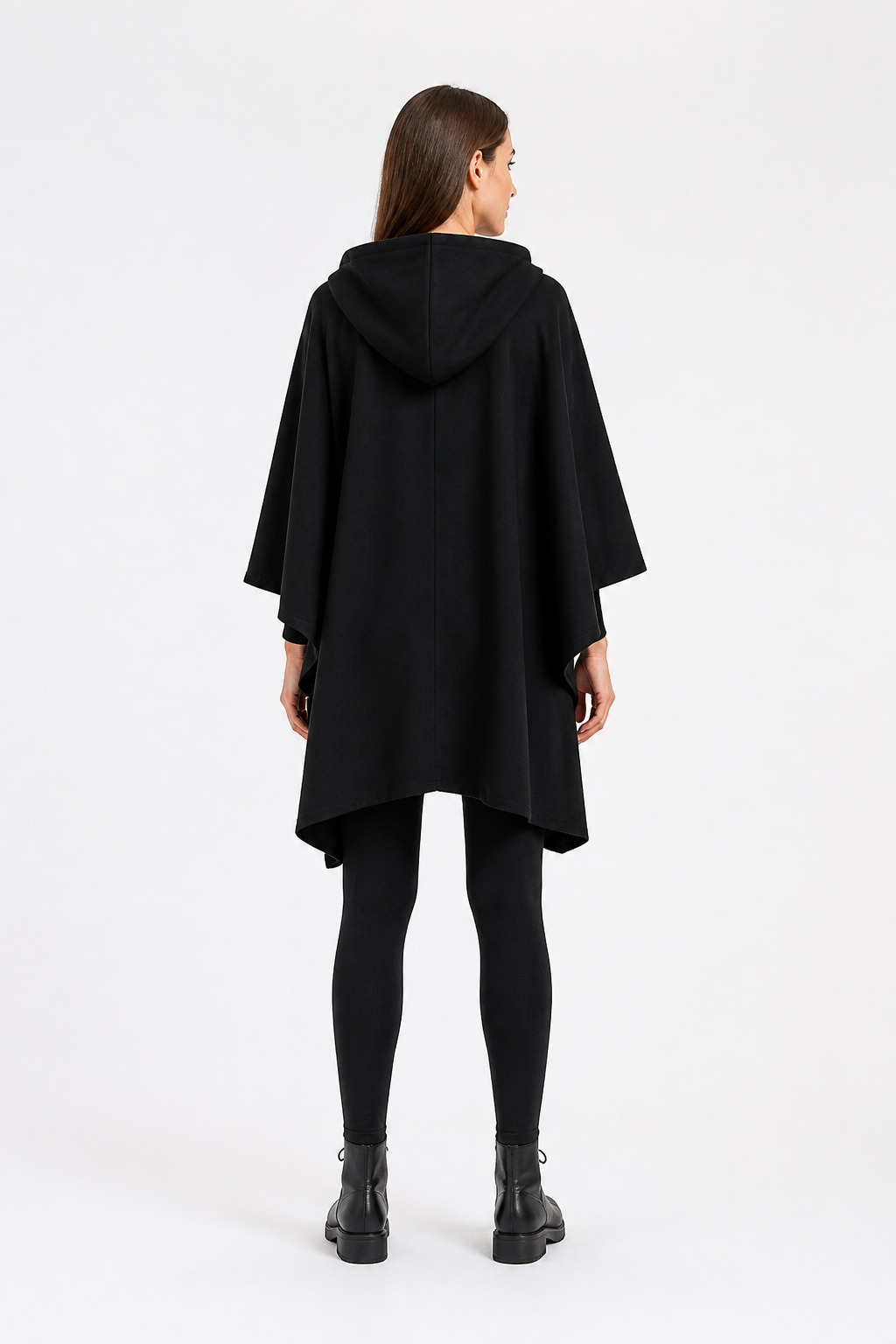Black Hooded Cape for Halloween back view