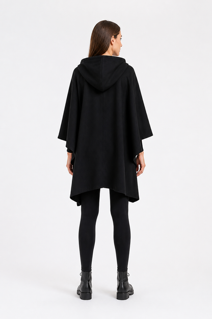 Black Hooded Cape for Halloween back view
