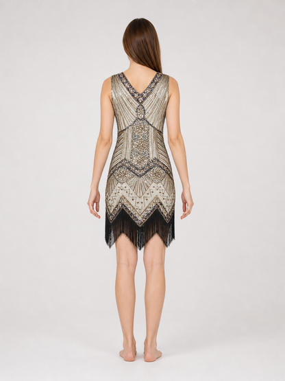 Vintage Gatsby Dress with Fringe and Sequins