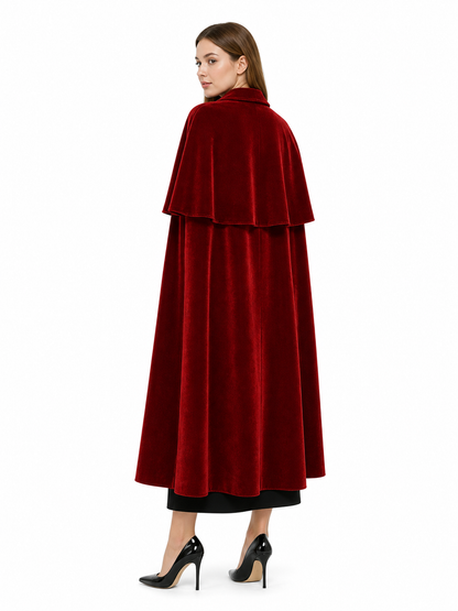 Burgundy Gothic Carnival Cape with Collar