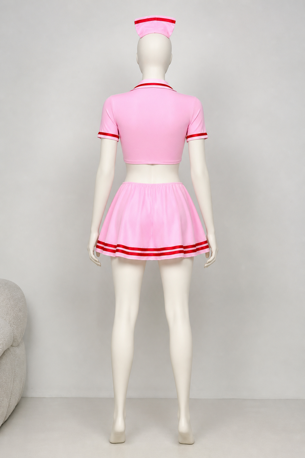 Pink medical uniform with skirt and cap
