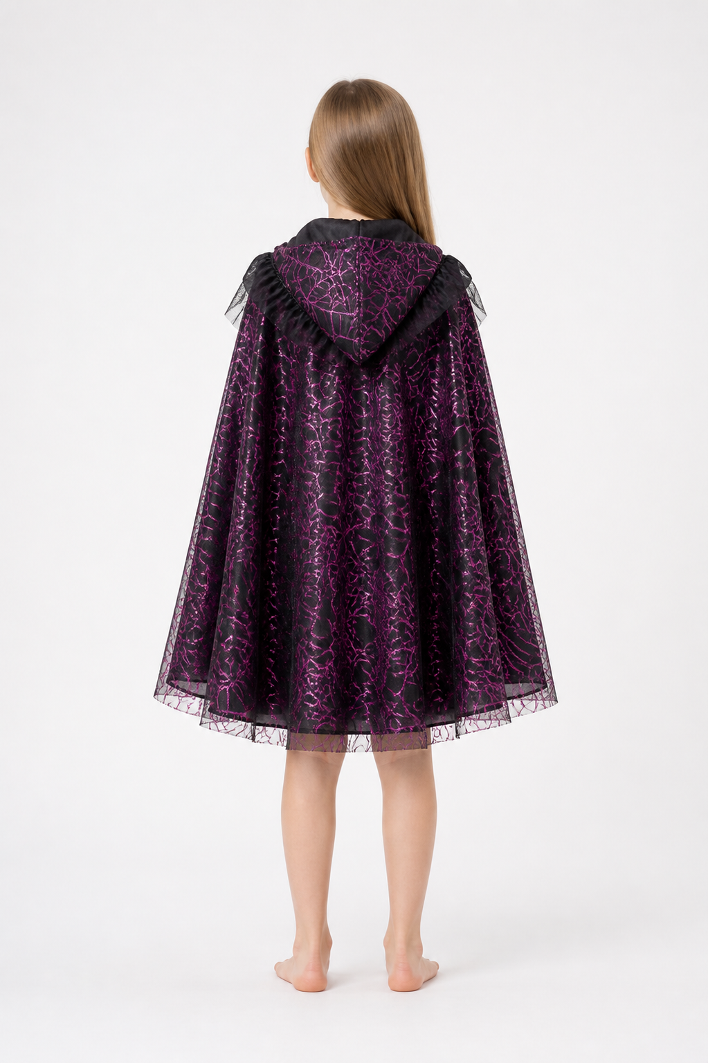 Halloween Hooded Spiderweb Cape back view