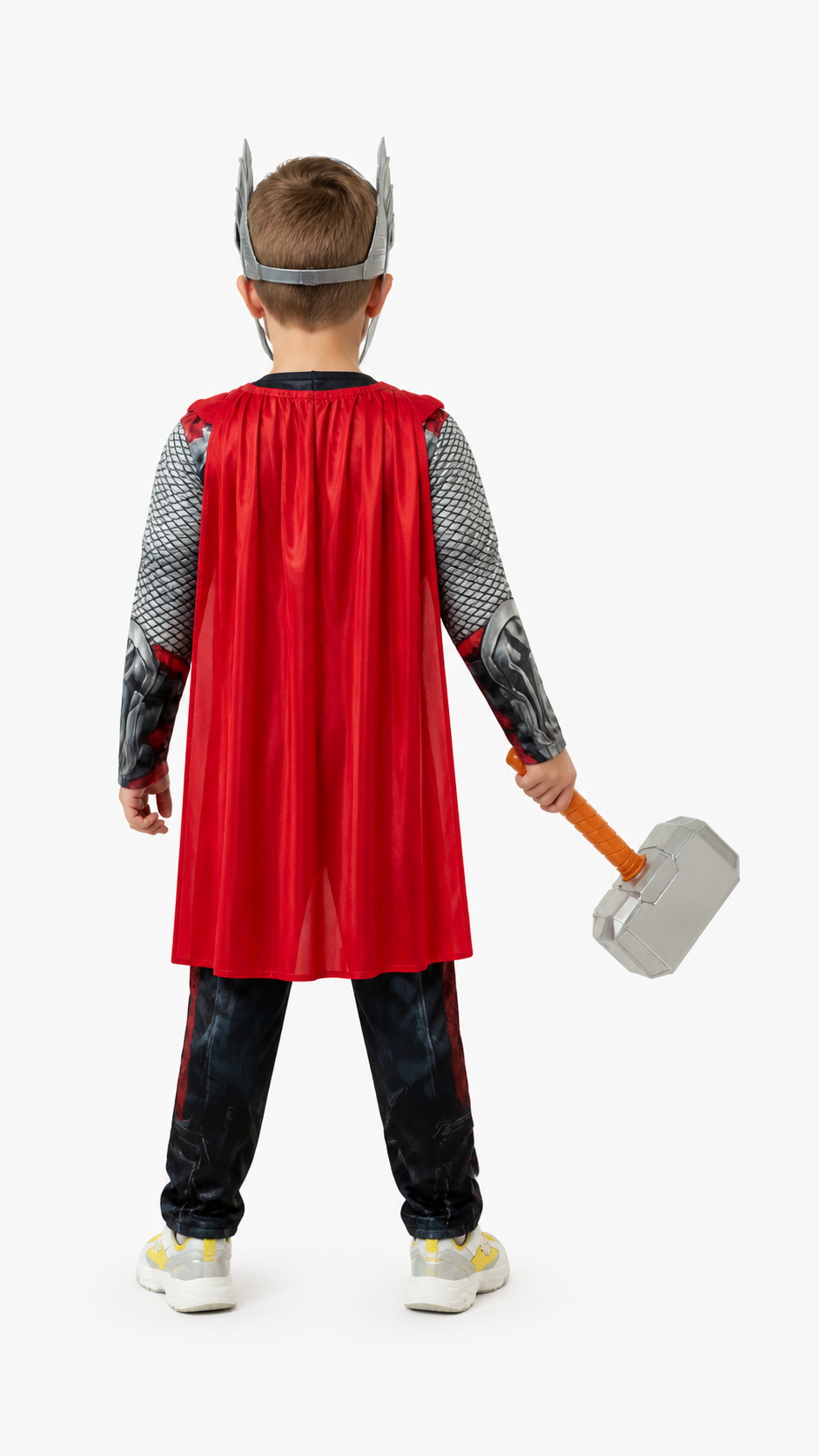 Thor Halloween Carnival Jumpsuit Costume with Hammer back view