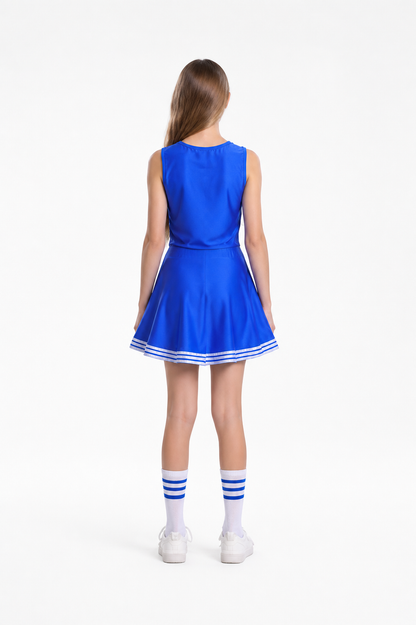 Sleeveless Children's Cheerleading Dress with CHEERS back view