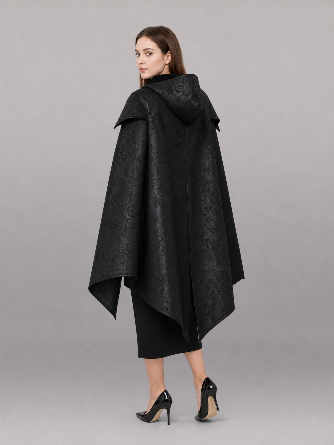 Black Gothic Hooded Carnival Cloak