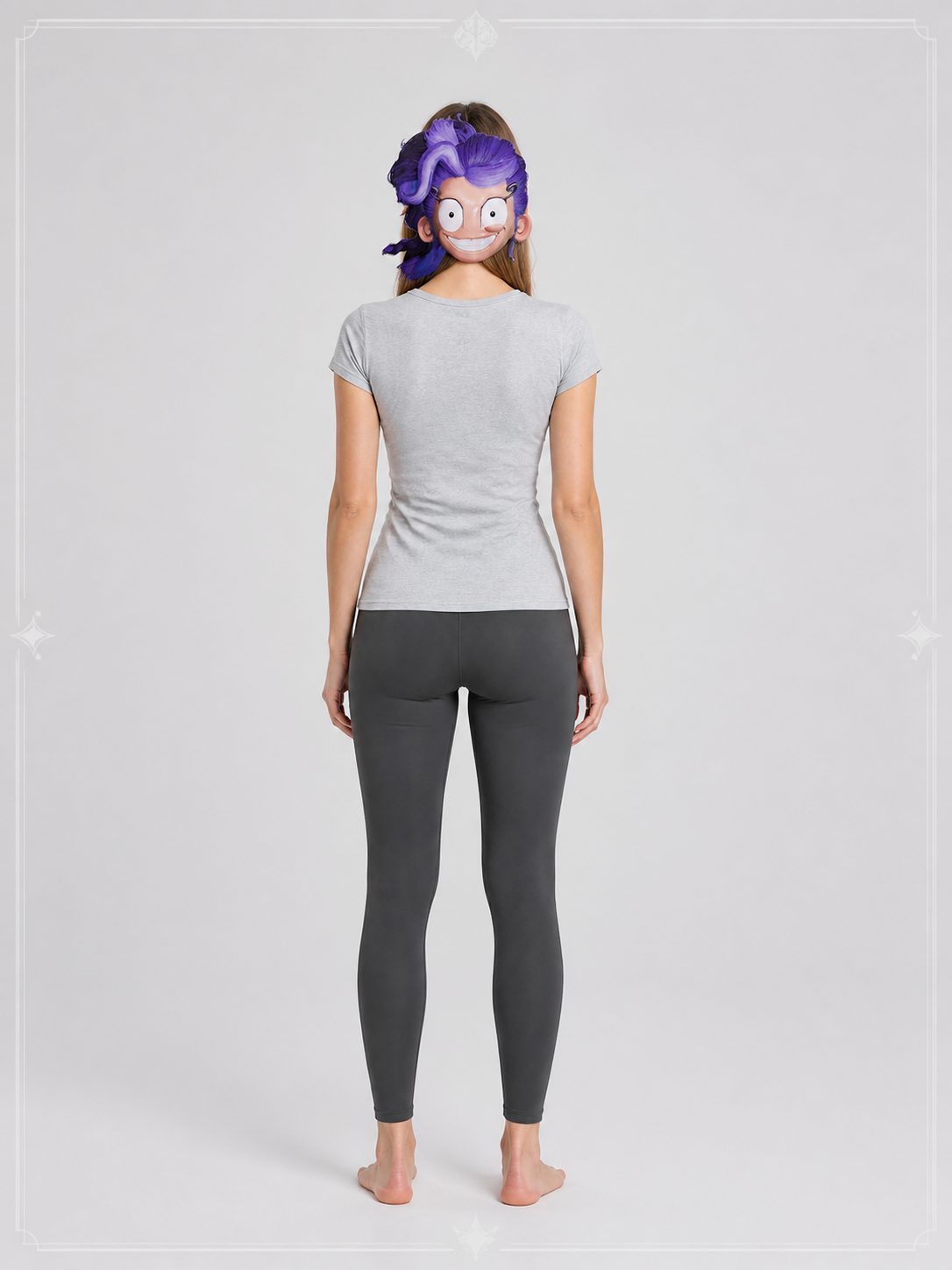 Cosplay Mask with Purple Hair and Black Glasses back view