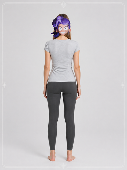 Cosplay Mask with Purple Hair and Black Glasses back view
